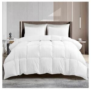 Lux Decor Queen White Bed Comforter Down Alternative Box Stitched All Season